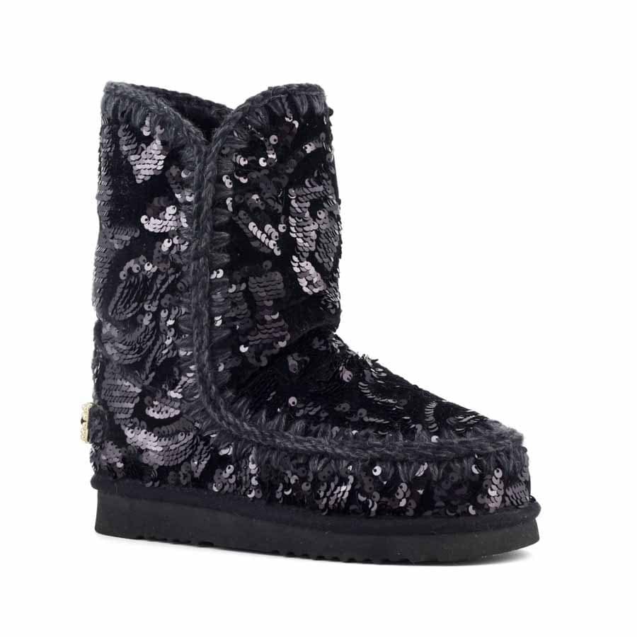 Mou eskimo 24 sequins iridescent black big logo stud
