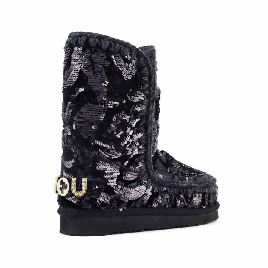 Mou eskimo 24 sequins iridescent black big logo stud