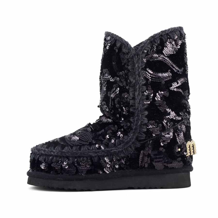 Mou eskimo 24 sequins iridescent black big logo stud