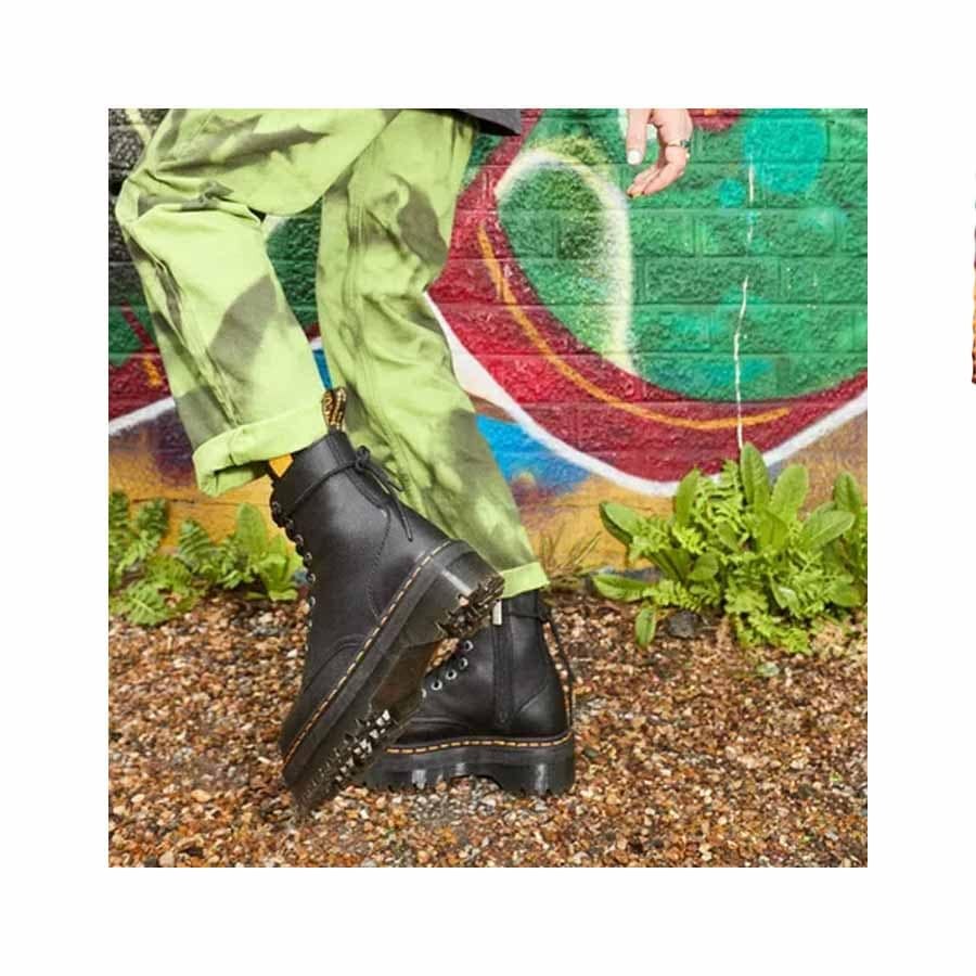 Dr. Martens Jadon III platform military boot in Pisa black leather