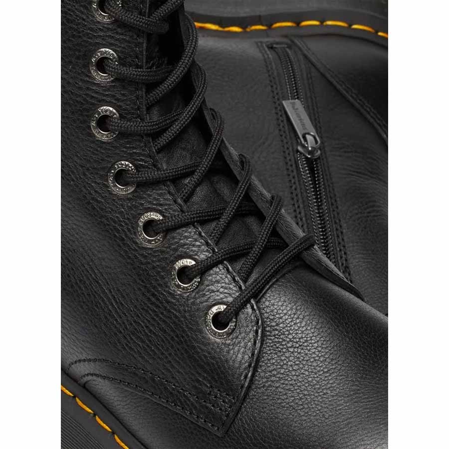 Dr. Martens Jadon III platform military boot in Pisa black leather