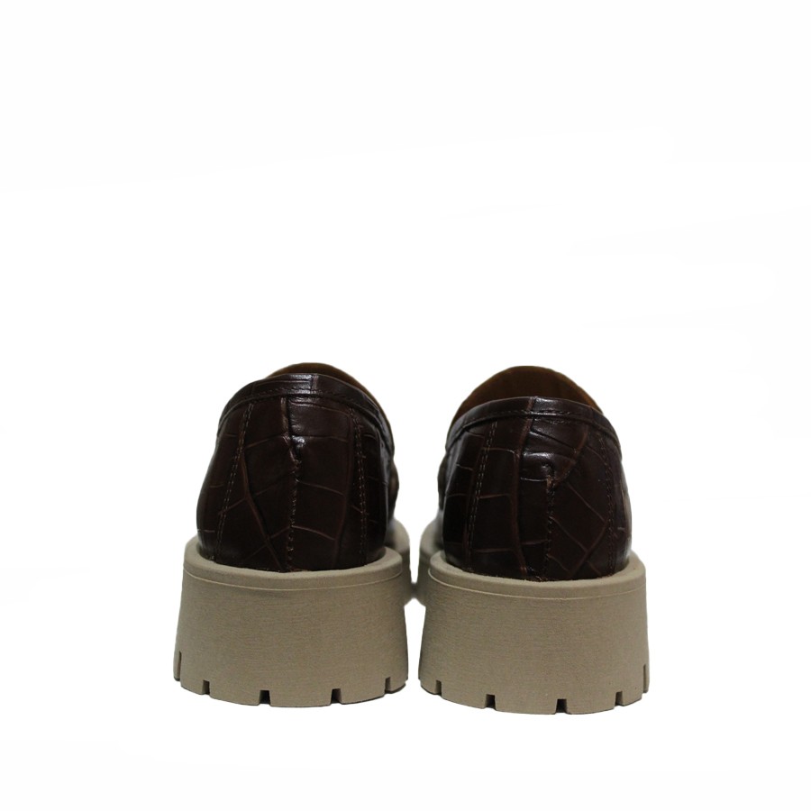 Brown Coconut Print Leather Women's Moccasin