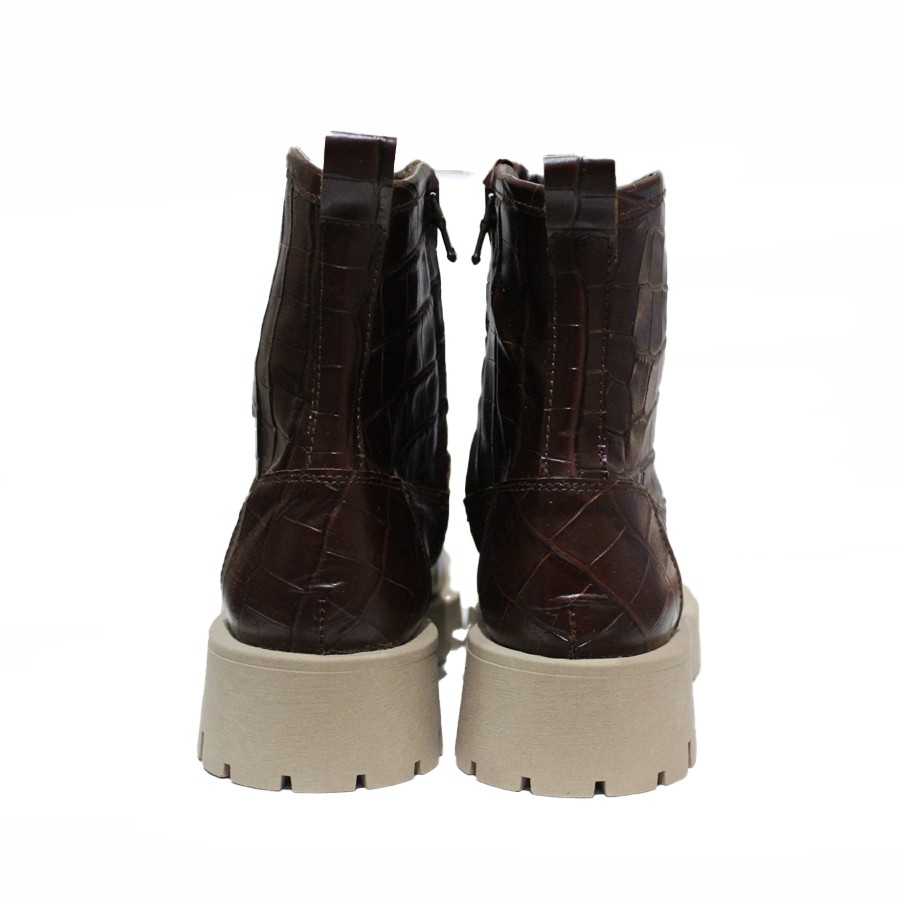 Tronchetto donna in pelle stampa cocco marrone