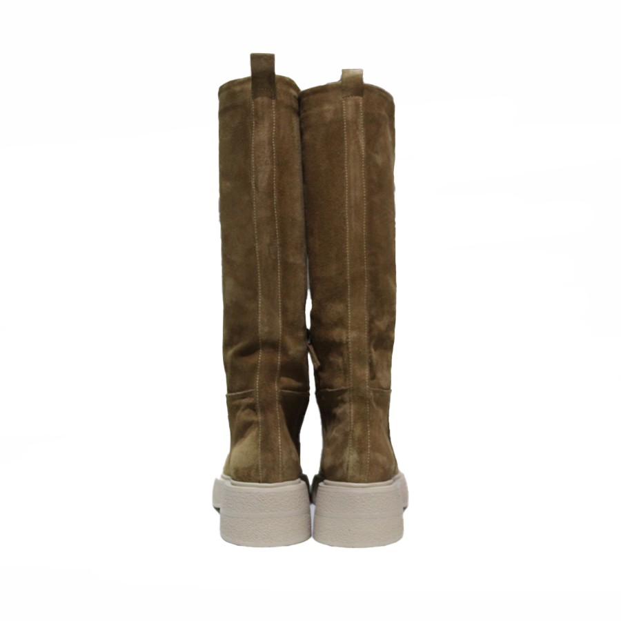 Stivale donna in camoscio beige
