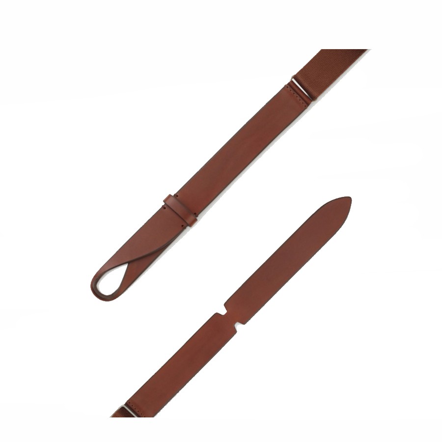ORCIANI Nobuckle Bull leather and fabric belt