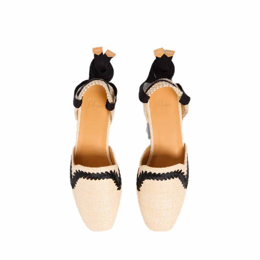 Castañer sandalo Goya espadrillas naturale nero