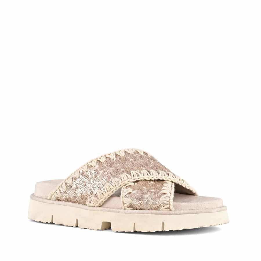 Mou sandalo Criss-cross bio sandal plain microsequins natural
