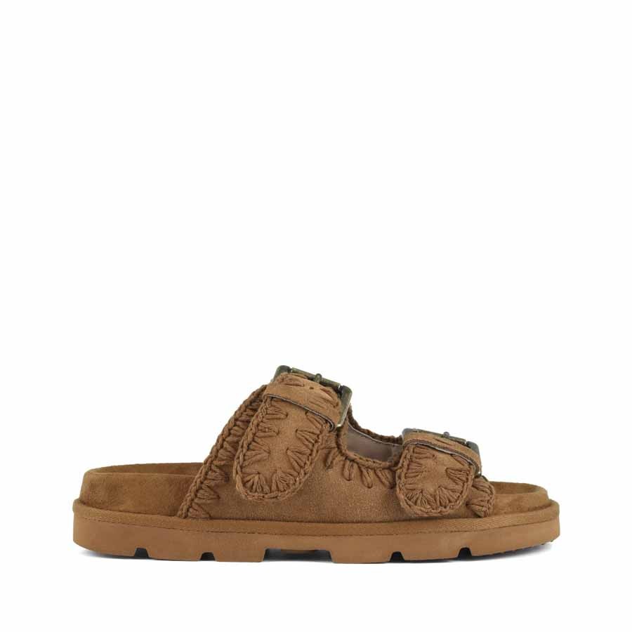 Mou Low bio sandal two buckles monochrome cognac