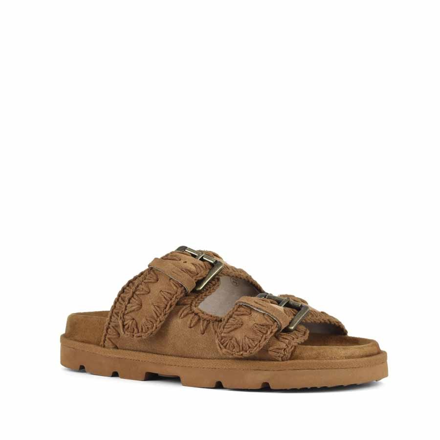 Mou Low bio sandal two buckles monochrome cognac
