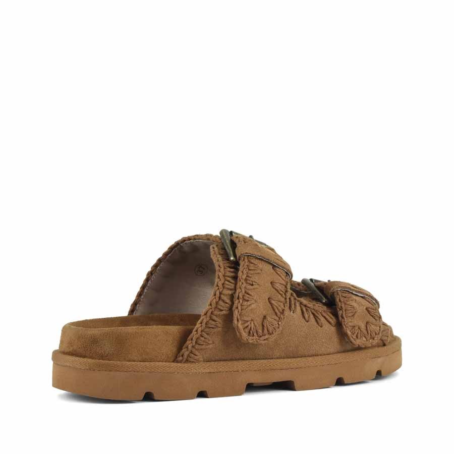 Mou sandalo Low bio sandal two buckles monochrome cognac