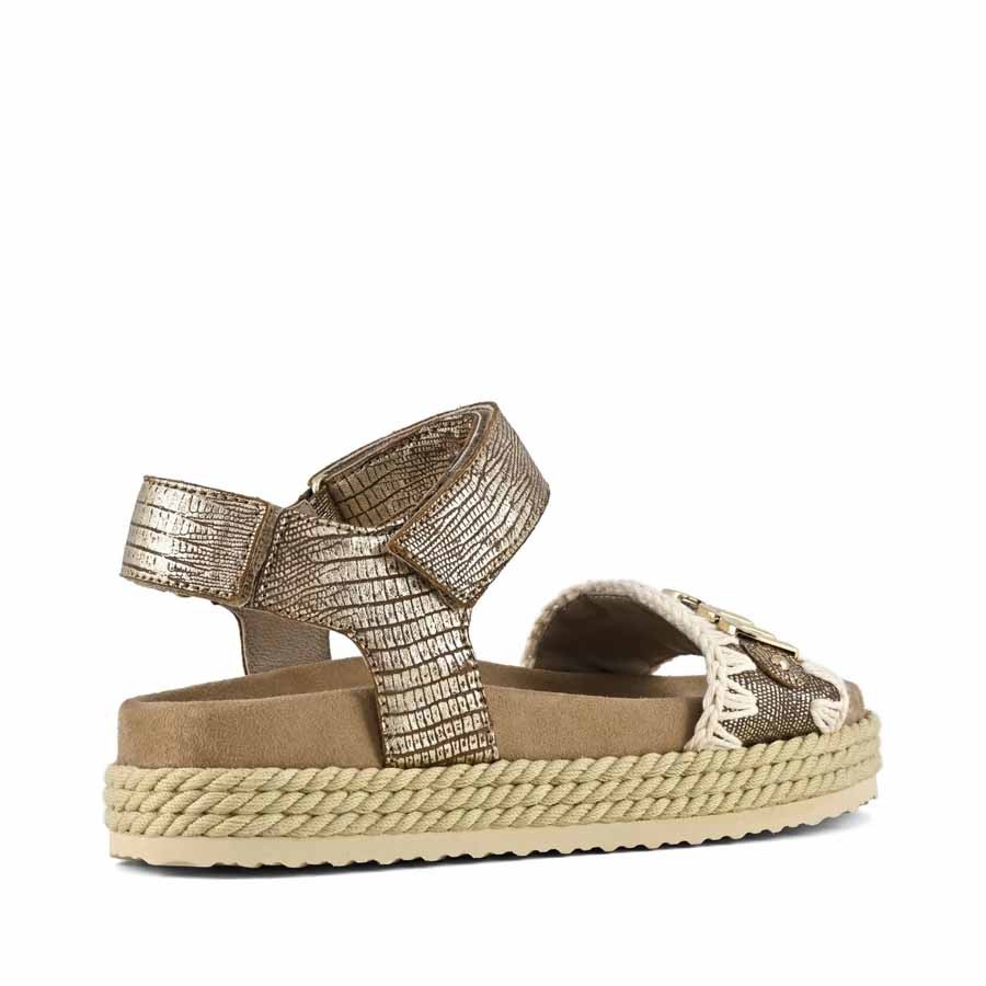 Mou Rope sandal with back strap metallic lizard gold