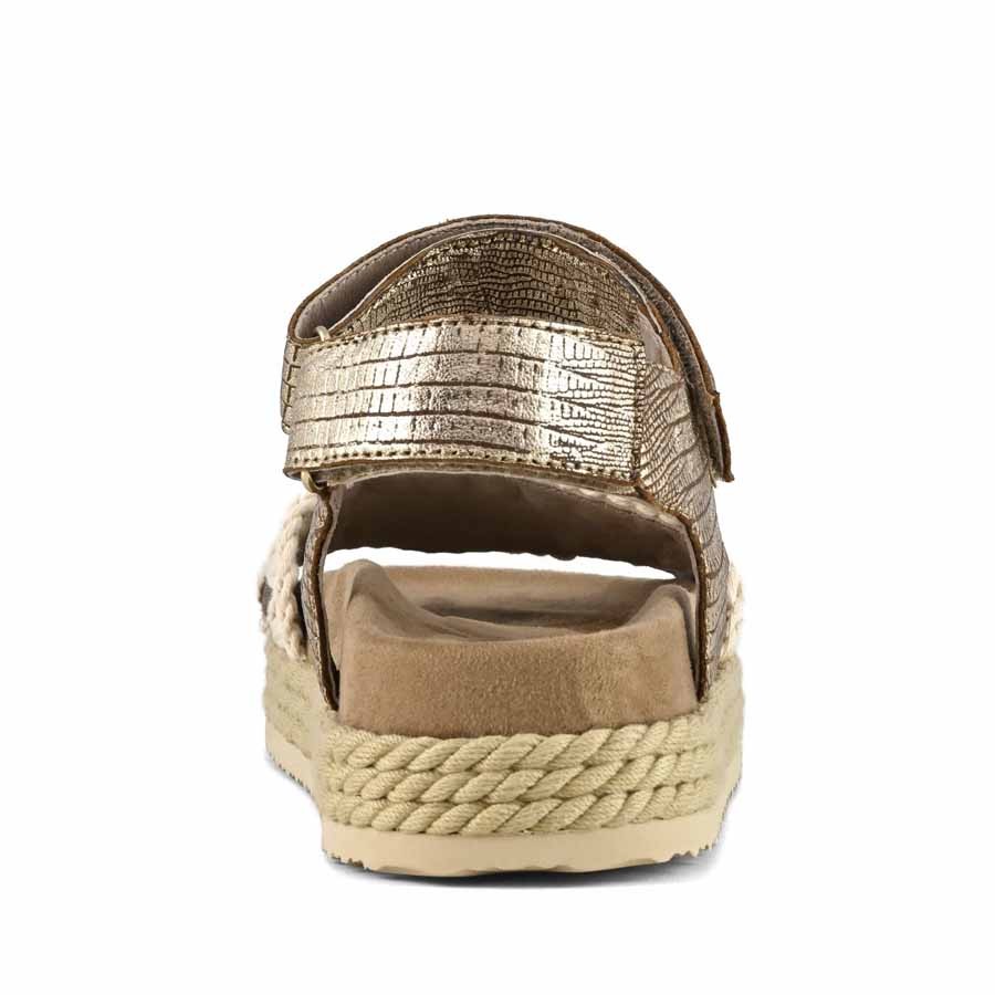 Mou Rope sandal with back strap metallic lizard gold