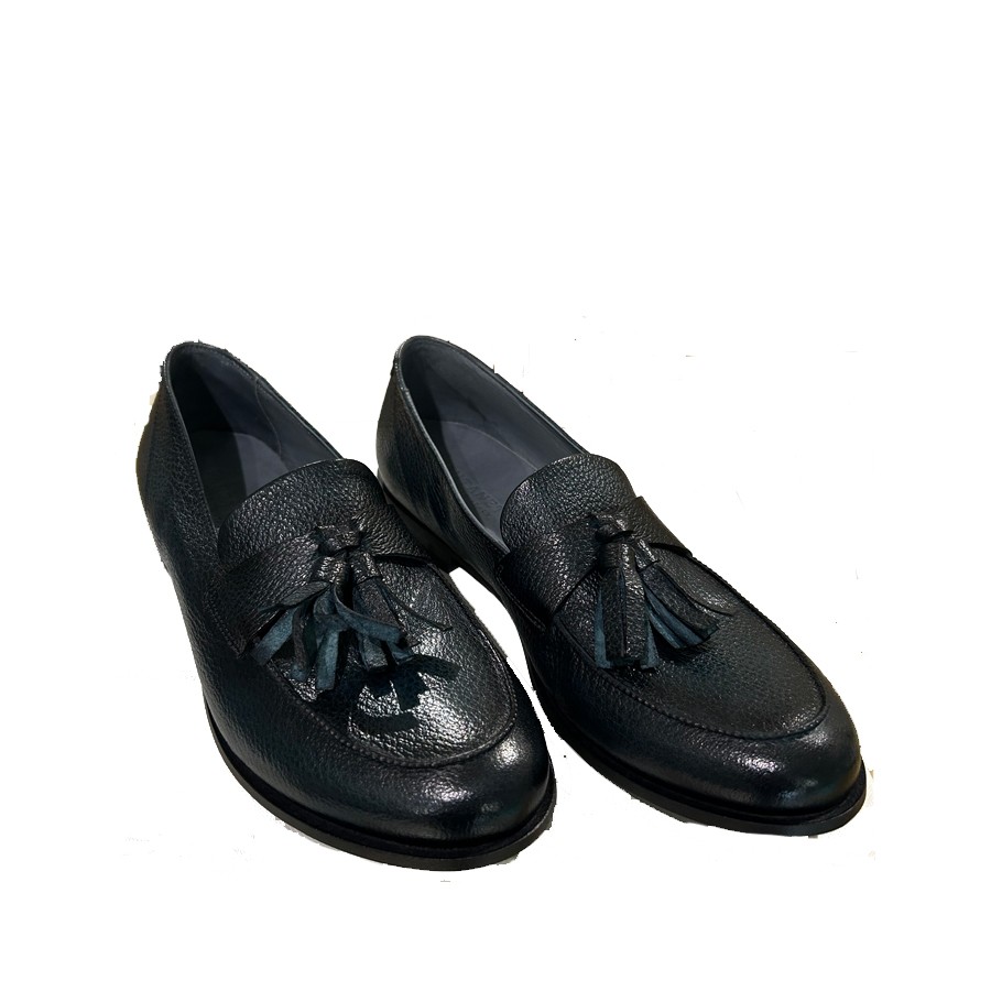 PANTANETTI women's leather moccasin with blue tassels