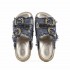 Coral Blue birkenstock slide doppia fascia gioiello denim sfangiato