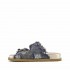 Coral Blue birkenstock slide doppia fascia gioiello denim sfangiato