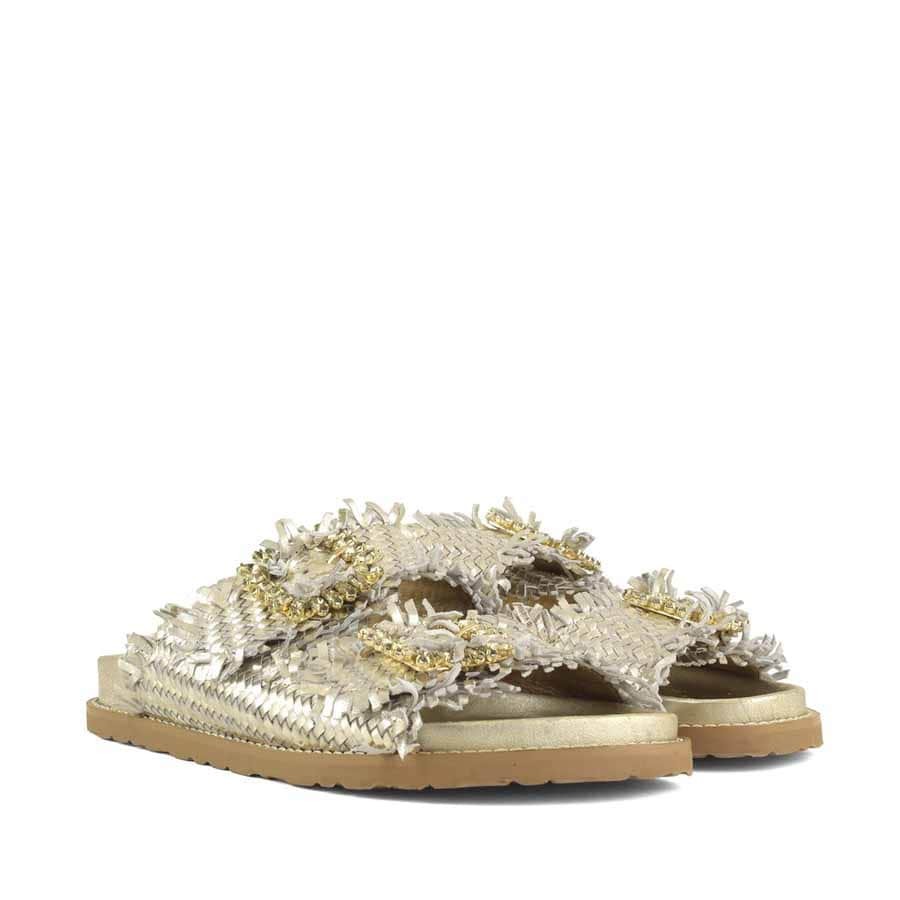 Coral Blue birkenstock slidedoppia fascia gioiello