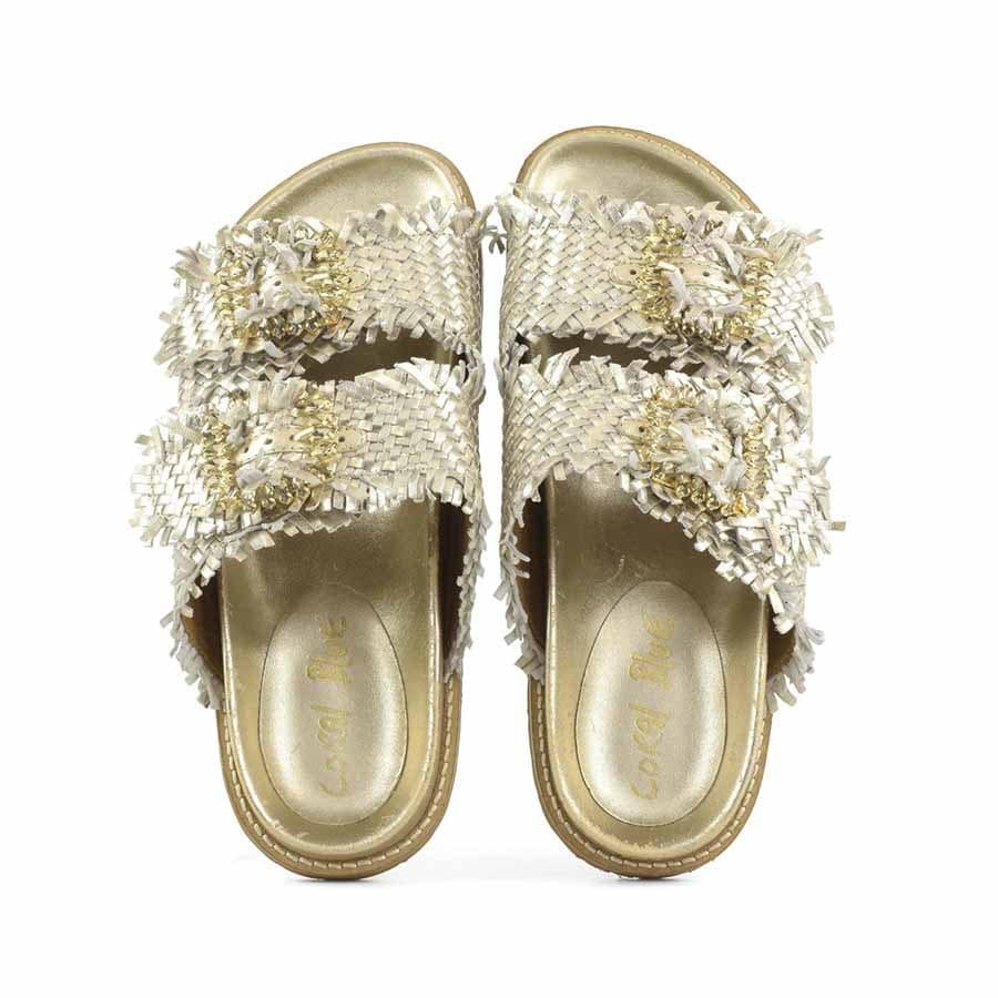 Coral Blue birkenstock slidedoppia fascia gioiello