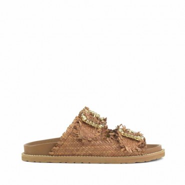 Coral Blue birkenstock slide double jewel band