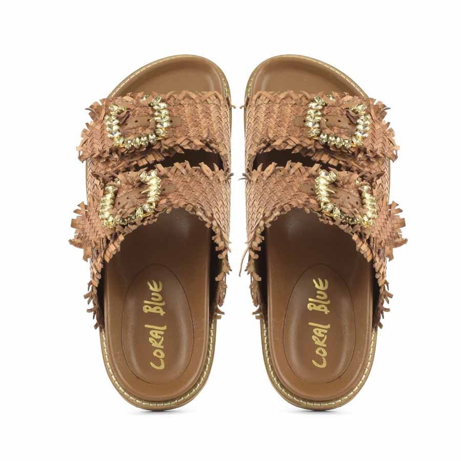 Coral Blue birkenstock slidedoppia fascia gioiello