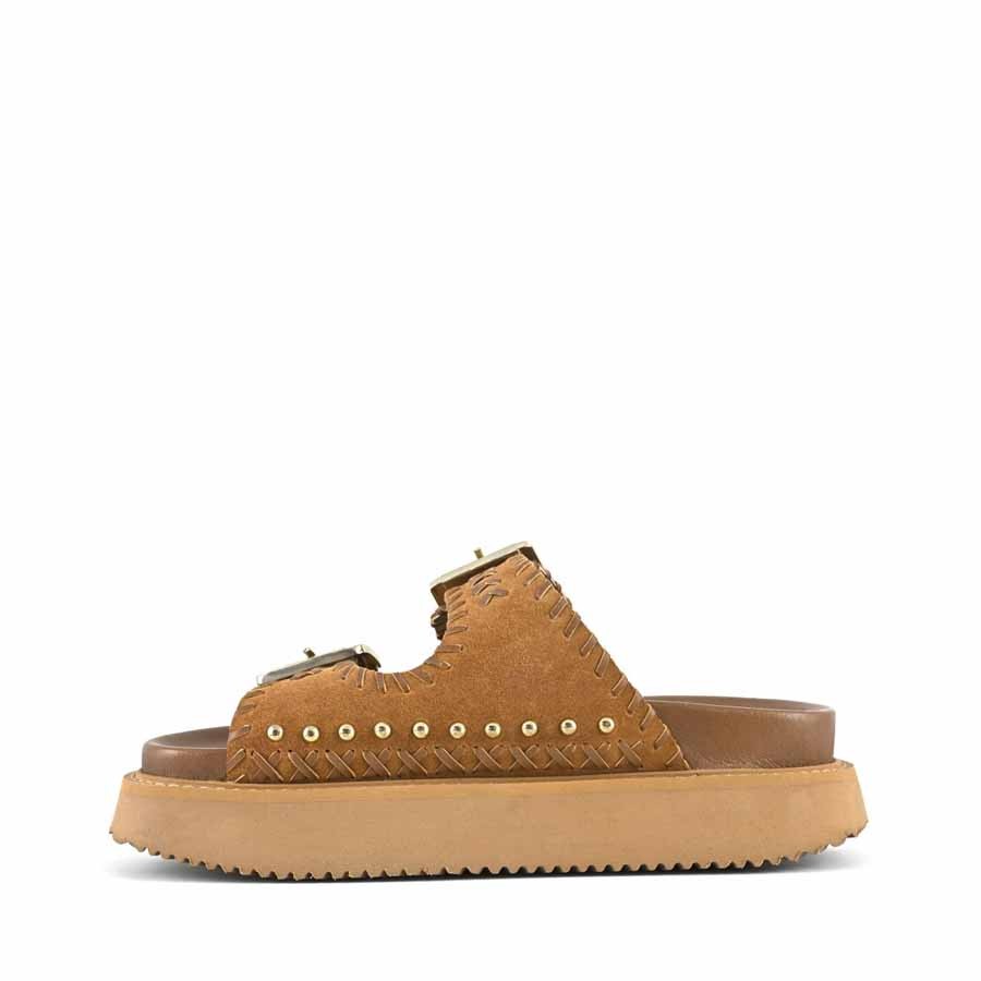 Coral Blue sandalo platform doppia fascia infilature etniche