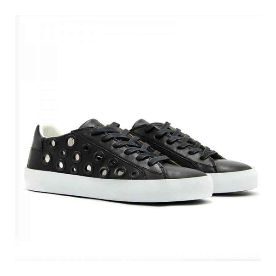 Scarpa donna Crime London nero pelle forata scarpa donna