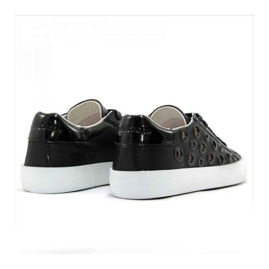 Scarpa donna Crime London nero pelle forata scarpa donna