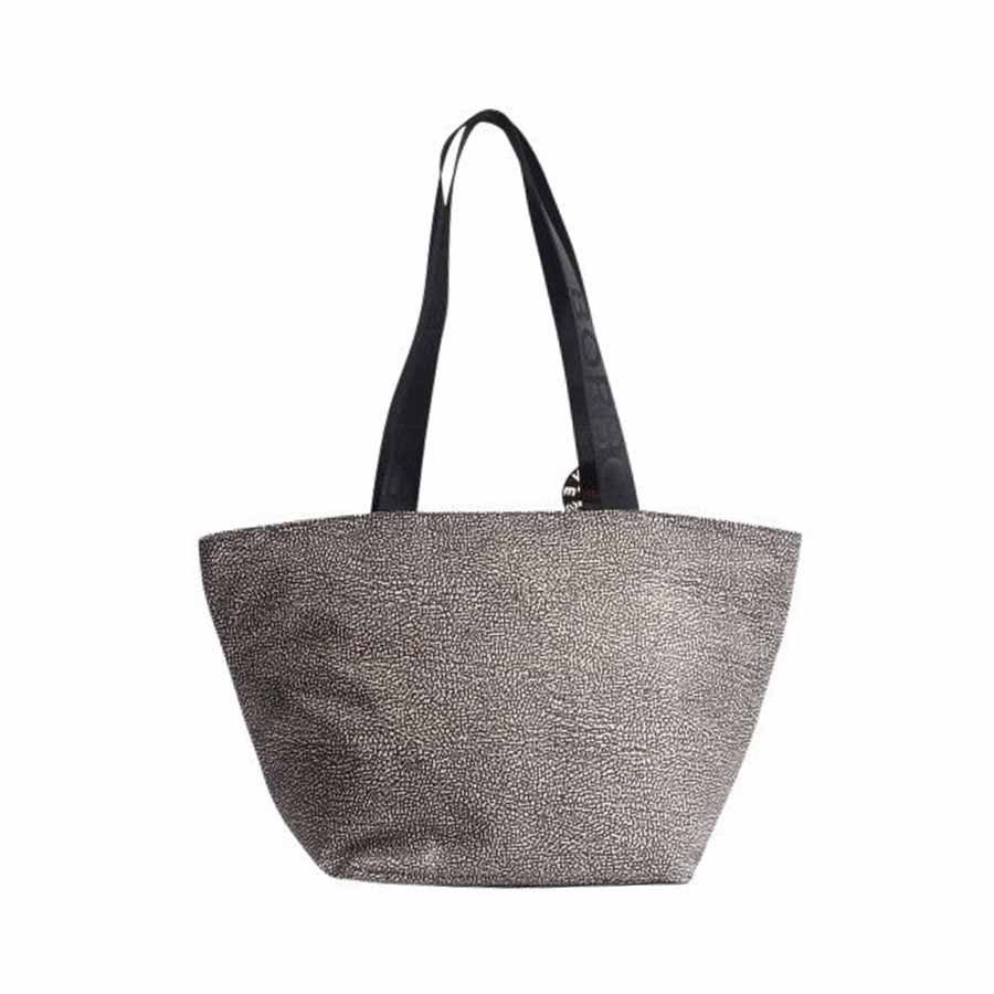 Borbonese shopper shoulder bag 011 Op print natural black