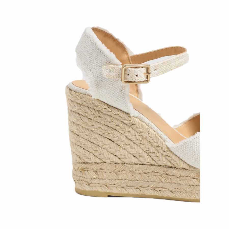 Castañer Bromelia sandal espadrille wedge white gold