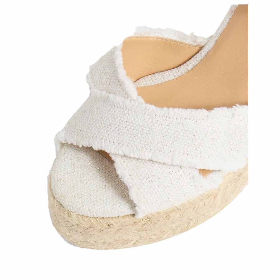 Castañer Bromelia sandal espadrille wedge white gold