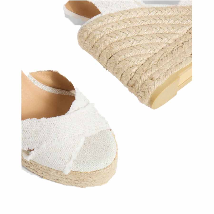 Castañer Bromelia sandal espadrille wedge white gold