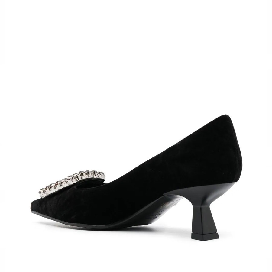 Roberto Festa Décolleté EVILLY in black suede with rhinestone accessory