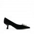Roberto Festa Décolleté EVILLY in black suede with rhinestone accessory