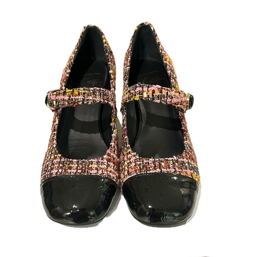 copy of Roberto Festa MAME mary jane décolleté in fabric with patent toe