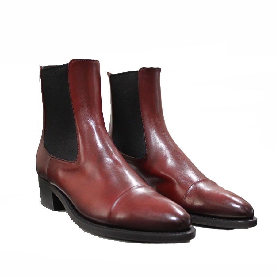 PANTANETTI donna anfibietto con zip e laccio in pelle delavè colore bordeaux