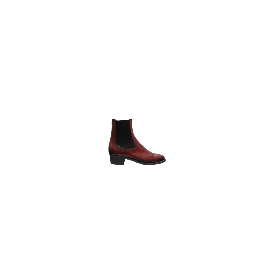 PANTANETTI donna anfibietto con zip e laccio in pelle delavè colore bordeaux