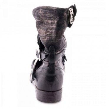 Stivale donna A.S.98  tronchetto pele nero metallizato borchie scarpa donna