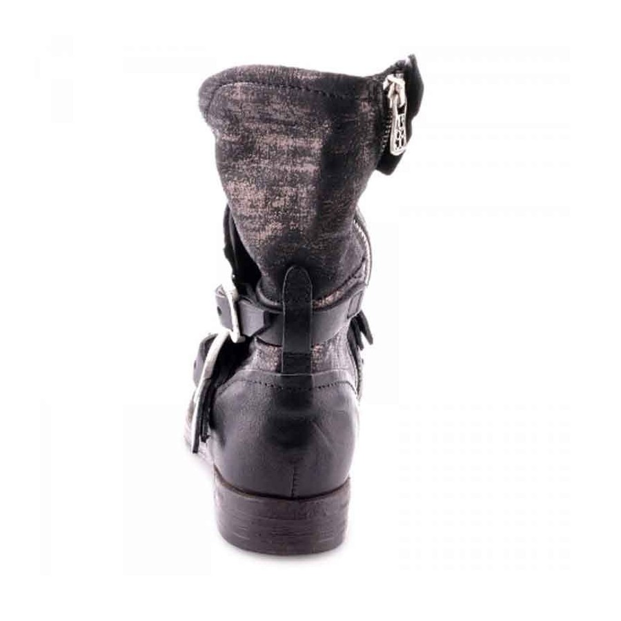 Stivale donna A.S.98  tronchetto pele nero metallizato borchie scarpa donna