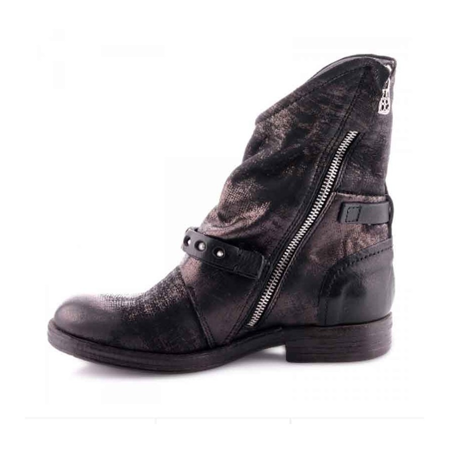 Stivale donna A.S.98  tronchetto pele nero metallizato borchie scarpa donna