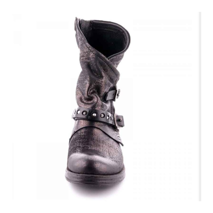 Stivale donna A.S.98  tronchetto pele nero metallizato borchie scarpa donna
