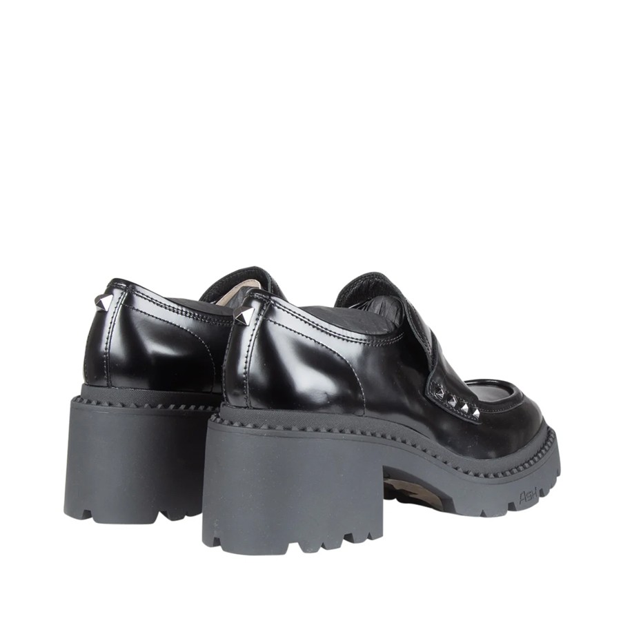 ASH mocassino donna con tacco NELSON STUD 02 in pelle nero