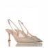 Ninalilou cream rhinestone mesh slingback sandal