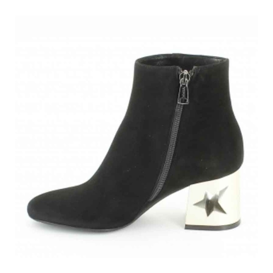 Tronchetto donna Tiffi camoscio color nero tacco stella