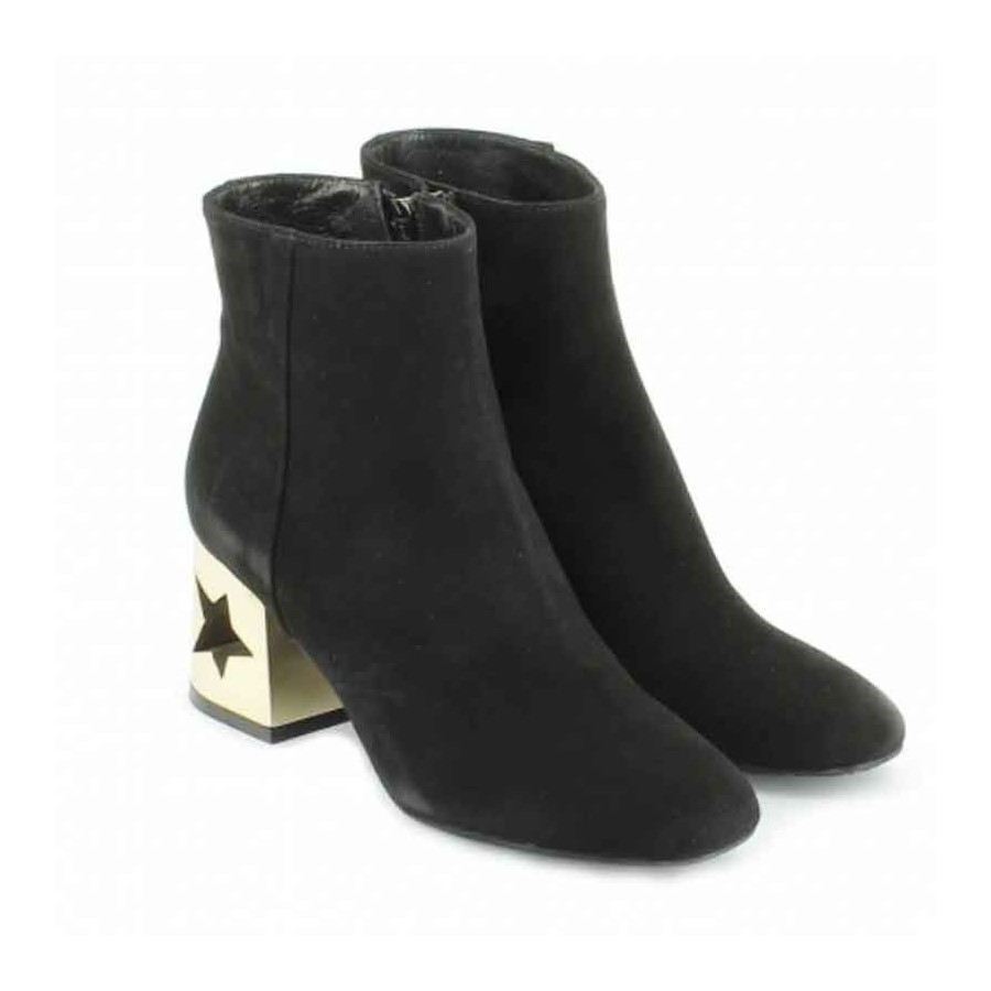 Tronchetto donna Tiffi camoscio color nero tacco stella