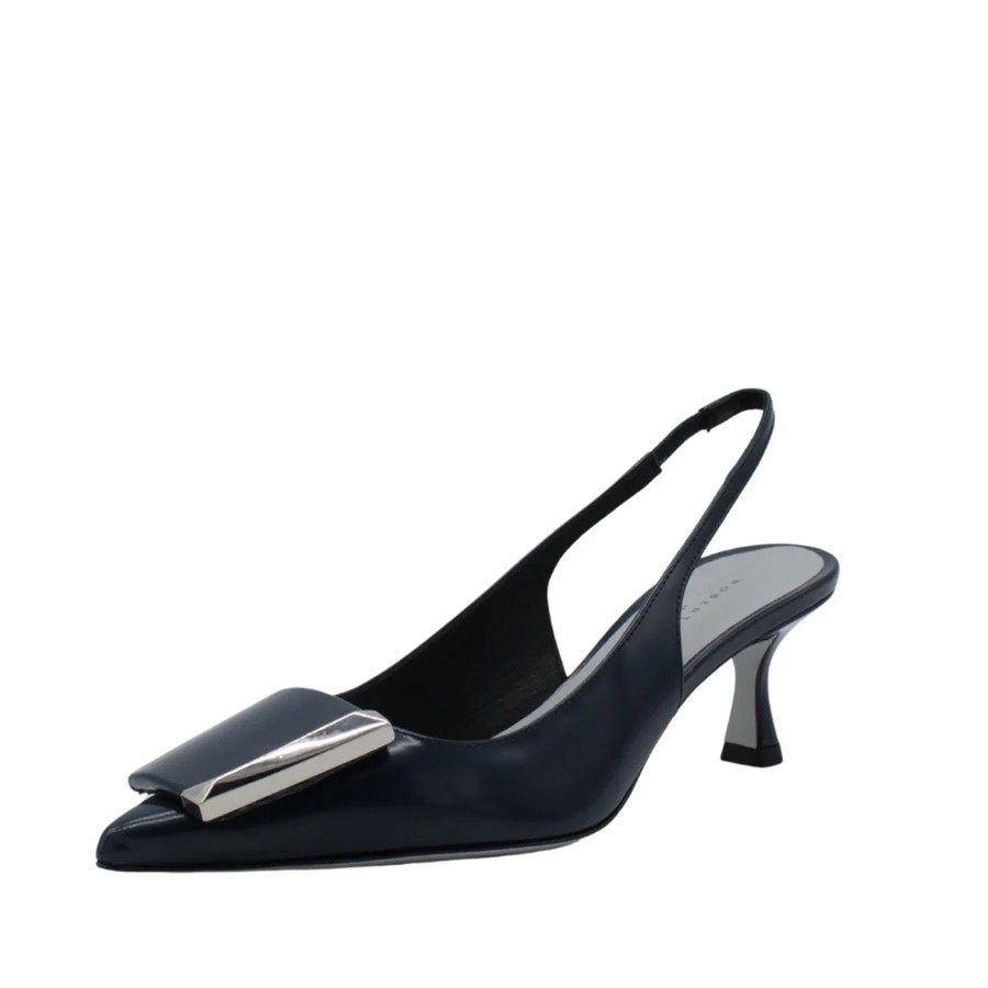 Roberto Festa chanel MEDINA in pelle navy con accessori argento