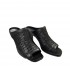 Women's PANTS Black Leather Perforated Sabot