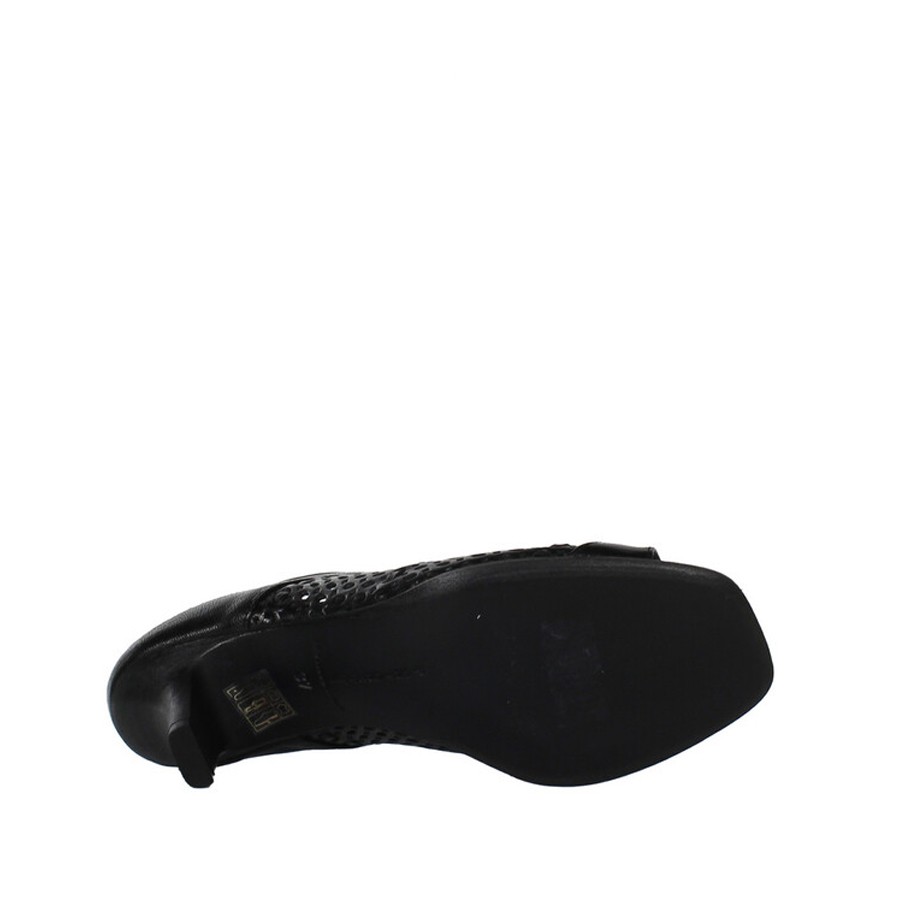 Women's PANTS Black Leather Perforated Sabot