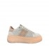 Sneakers donna Stokton  in pelle traforata panna/nude