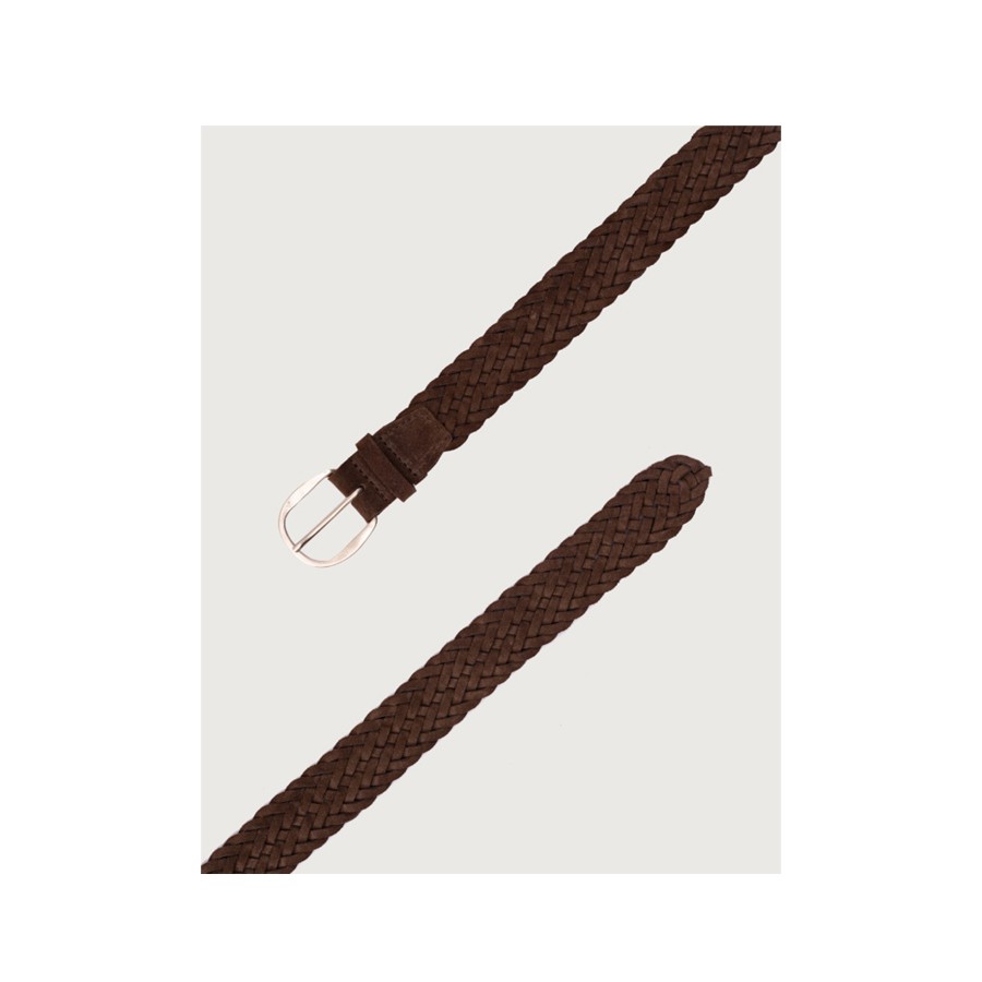 ORCIANI braided belt Suede Plot 3.5 cm moro