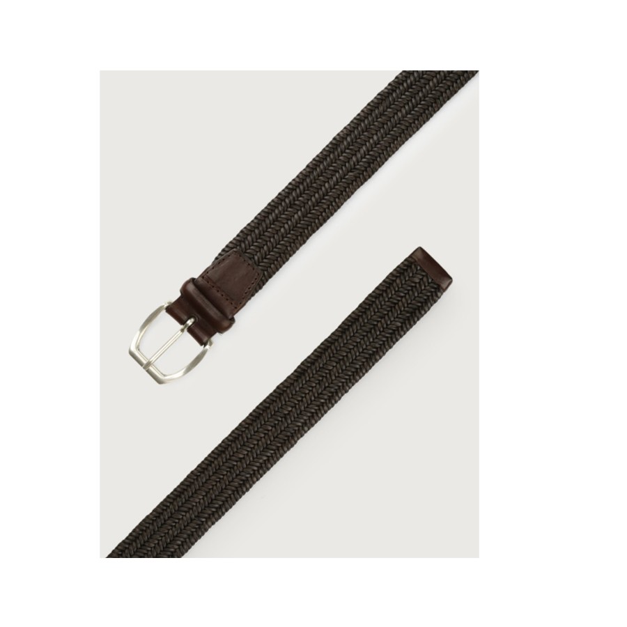 Cintura  Orciani intrecciata elastica Wide in pelle moro