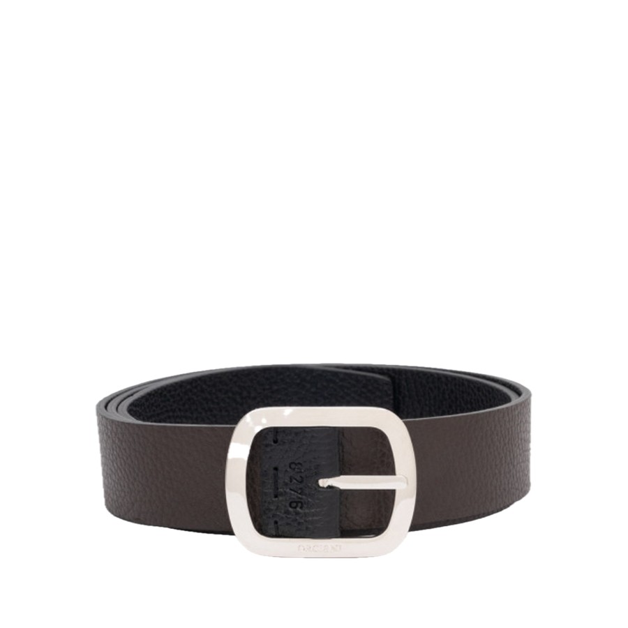 ORCIANI Cintura reversibile Dollaro Double in pelle 3,5 cm